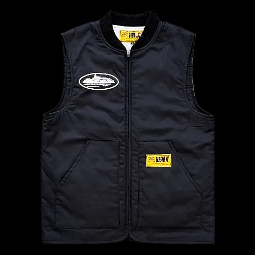 Corteiz Vest Guerillaz Quilted bLACK