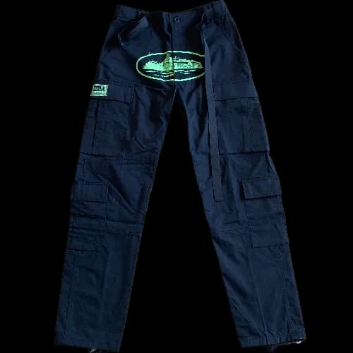 Corteiz pants cargo Black Green Logo