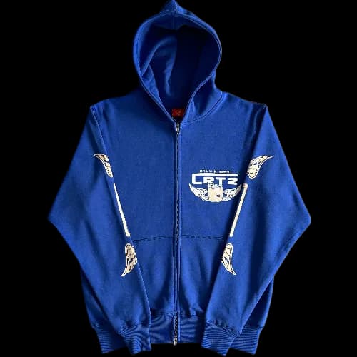 corteiz hoodie zip up gasolina blue