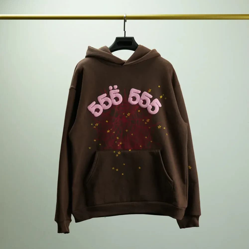 SP5DER ANGEL NUMBER HOODIE BROWN