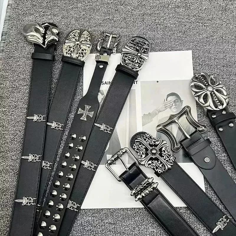 藤蔓雕花克罗针扣皮带情侣款男女腰带明星款暗黑朋克哥特铆钉裤带 (92)