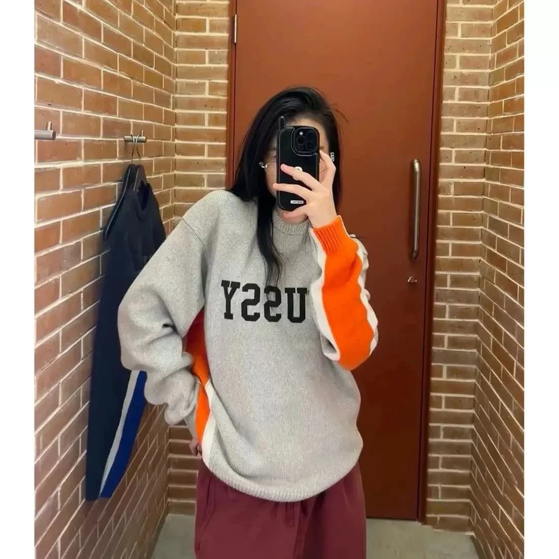 Stu 假日系列 CONTRAST STRIPE CREW 拼接撞色圆领针织衫毛衣男女 (69)