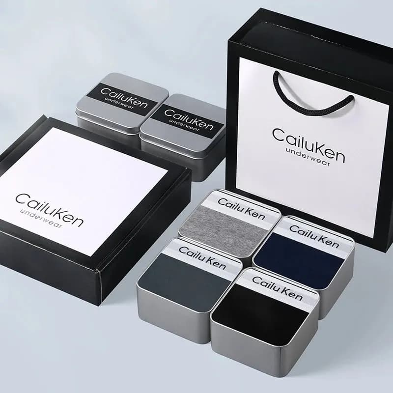 QARIEN CK men s underwear pure cotton breathable boxer briefs men s boxer briefs youth gift box for boyfriend 25