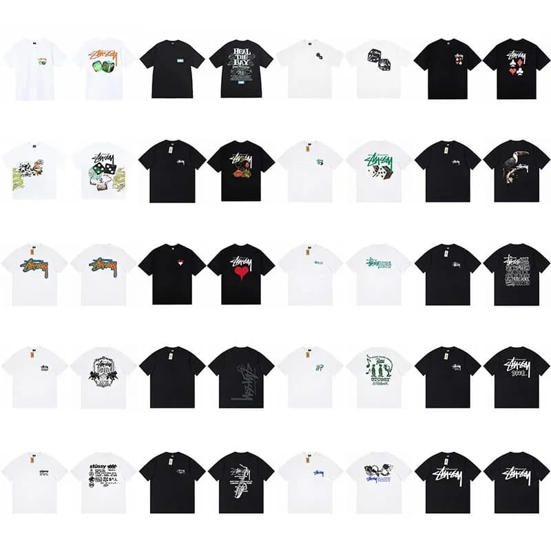 Cross border foreign trade wholesale Stussy printed short sleeved T shirt trendy brand stussy casual loose bottoming shirt for men and women ius 29