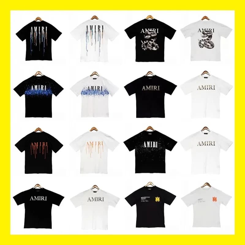 Cross border wholesale splash ink flowing paint camouflage starry sky graffiti letters short sleeved high street couple T shirt iri 24