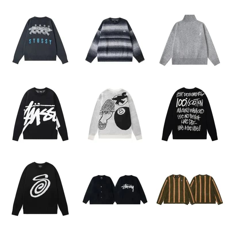 Stu Big Logo Loose Pullover Round Neck Hand Knitted Loose Profile Knitted American Style 40