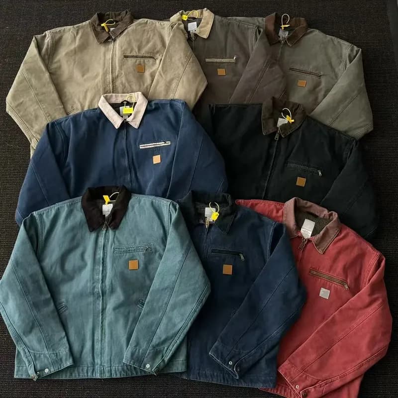 Heavy J97 American heavy washed autumn short wide version Detroit jacket work zipper cleanfit jacket 35