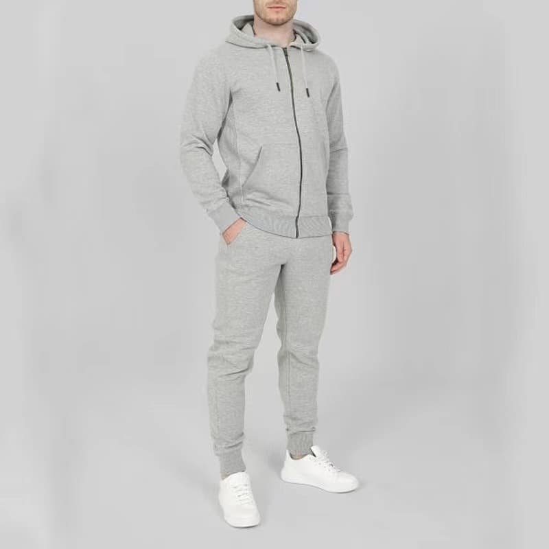 2024 new classic zipper cardigan casual trend plus velvet sweater suit drawstring hooded printed two-piece suit