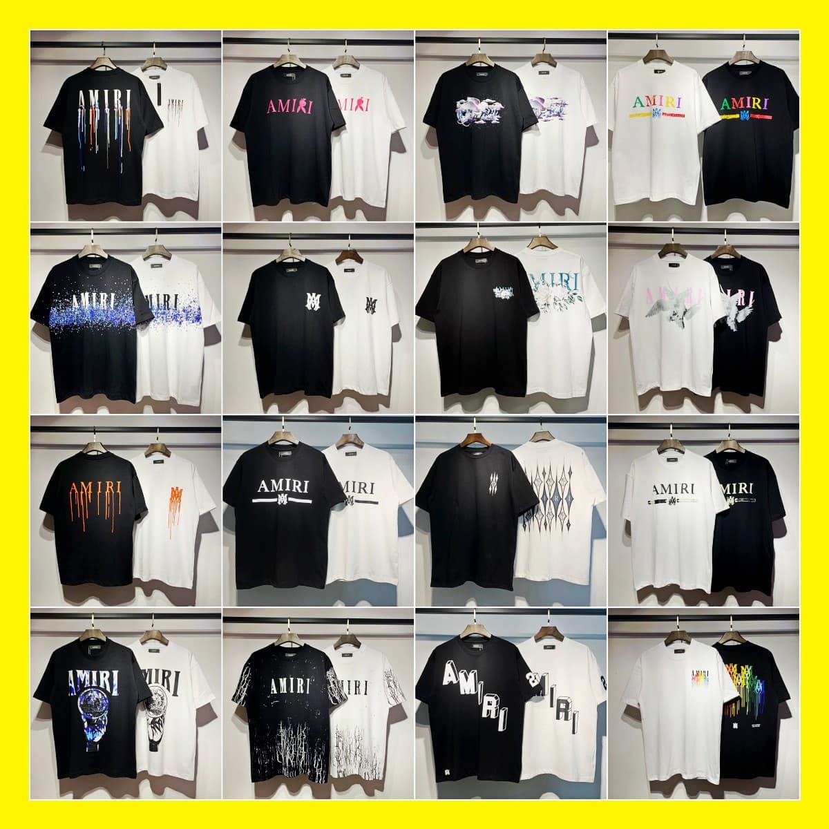 [260g] am peace dove flow paint graffiti letters starry sky classic logo print short-sleeved couple T-shirt iri