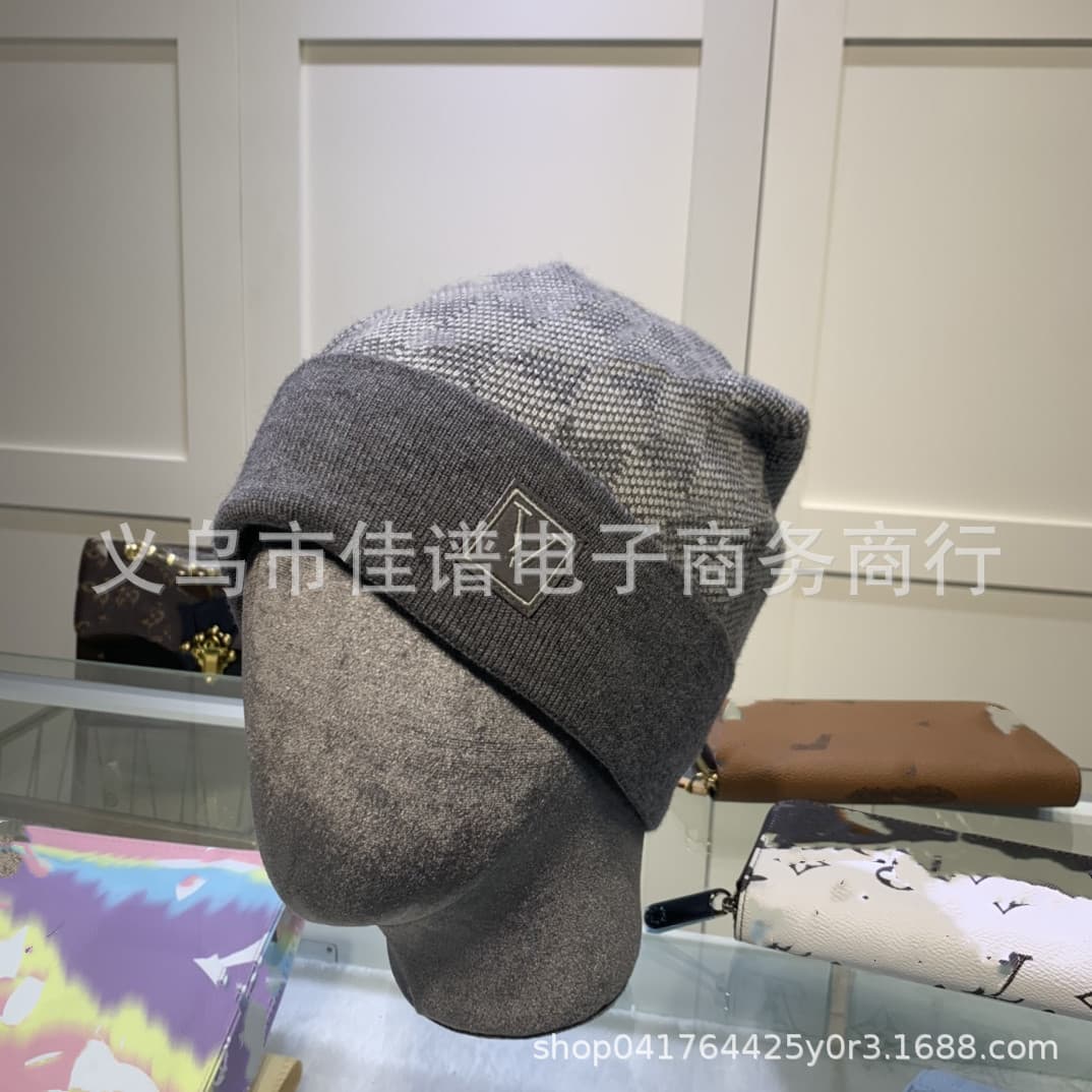韩版帽子女新款V字母百搭卷边毛线帽秋冬洋气冷帽保暖针织帽男潮