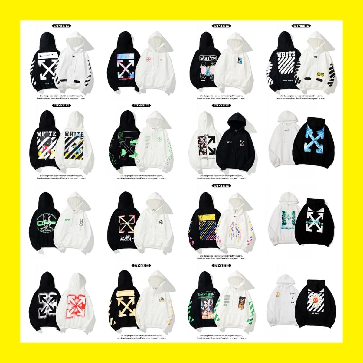 off hooded sweatshirt ow trendy brand daisy Donald Duck joint warning line tape dissolving ice arrow jacket