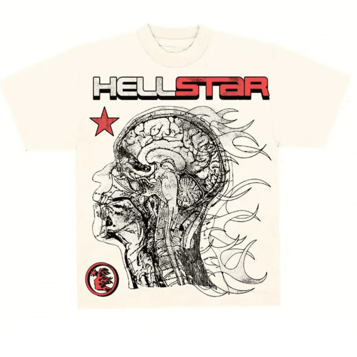 Hellstar Studios Cranium Short Sleeve Tee Shirt Cream