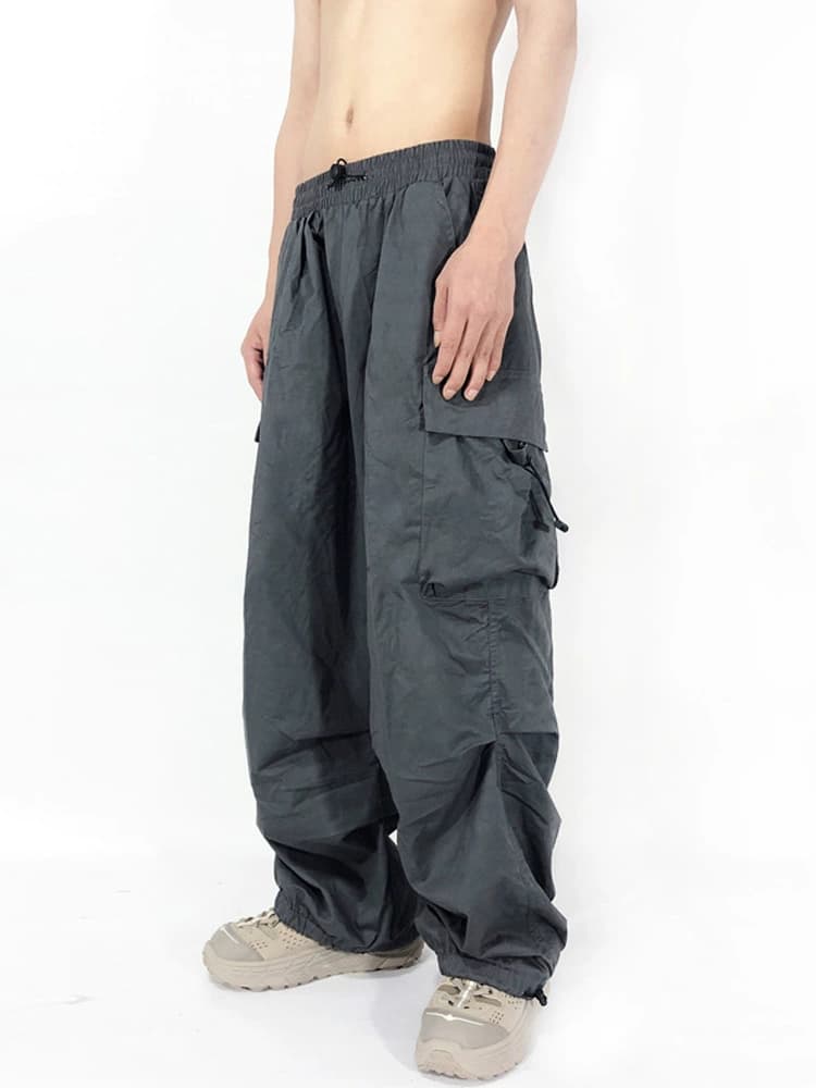 Overalls men's trendy brand ins high street drawstring hip-hop loose straight leg wide-leg drape street casual trousers