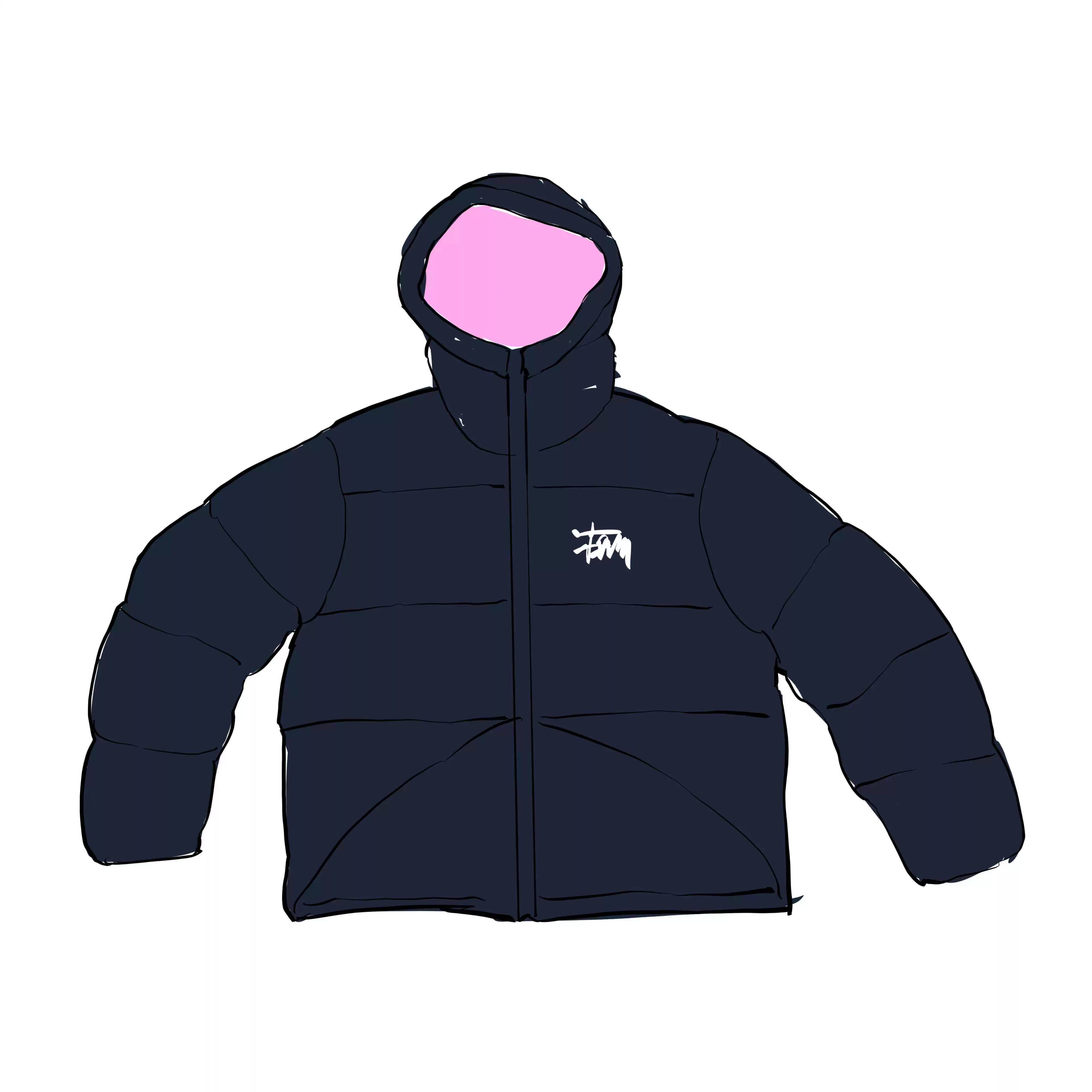 黑粉色亮面puff jack羽绒服