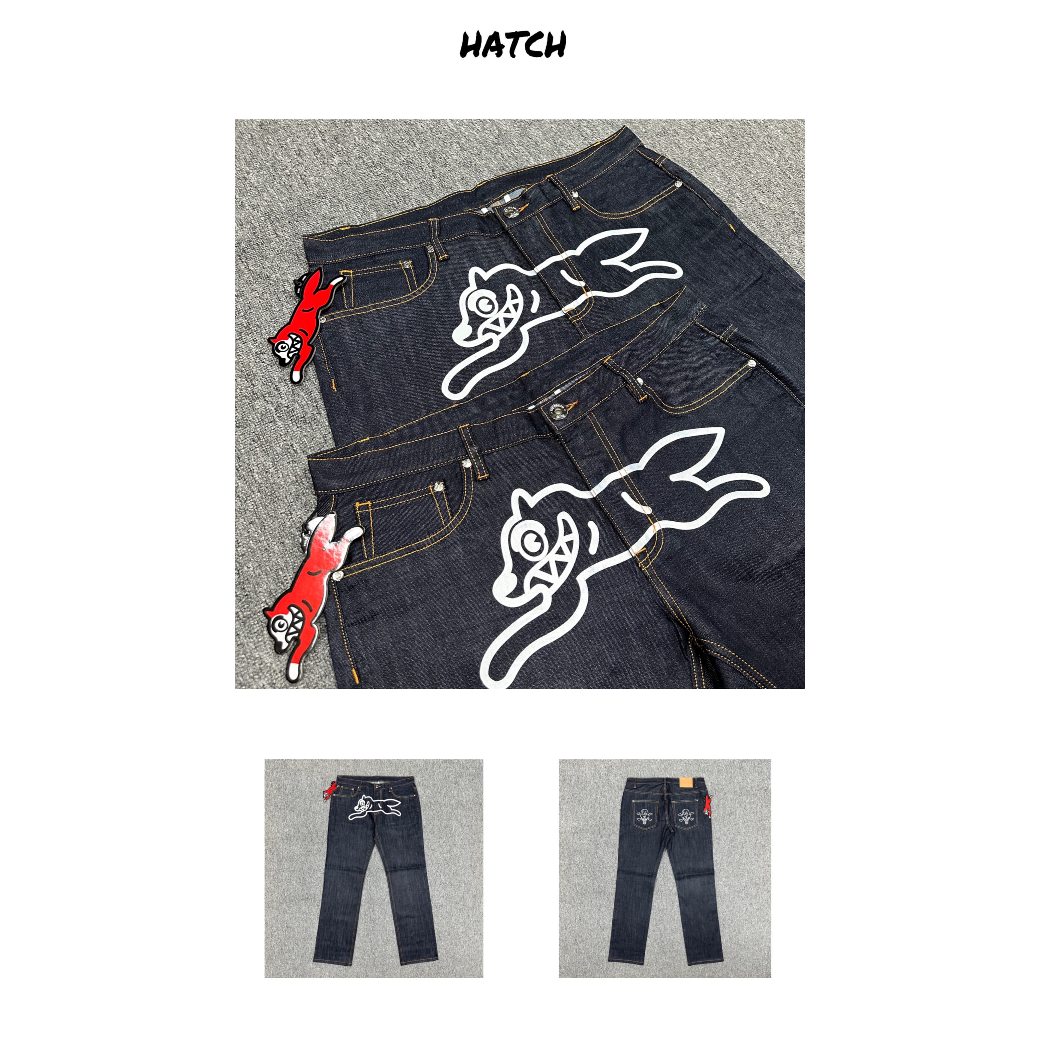 [OEM follow-up] BBC Flying Dog Jeans Hip Hop American Trendy Washed Straight Loose Jeans