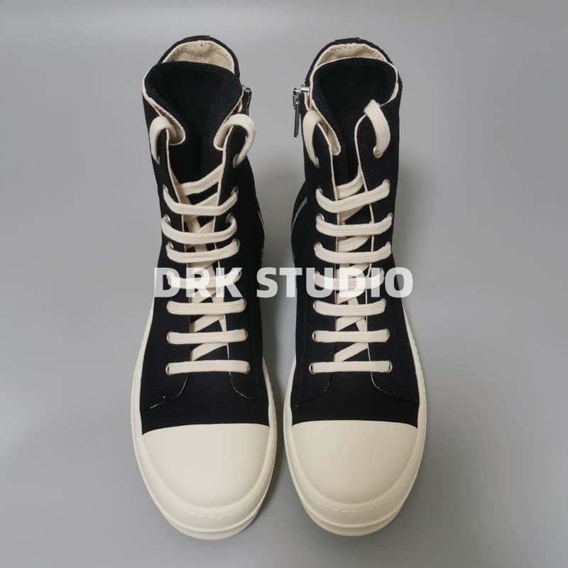D's homemade 19ssRO sub-line black and white canvas high-top shoes milky bottom double-line men and women couple shoes dark trendy shoes