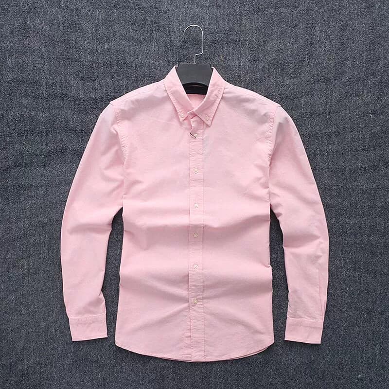 Men's soft washed natural cotton men's spring new Oxford shirt solid color slim shirt - OrientDig Spreadsheet