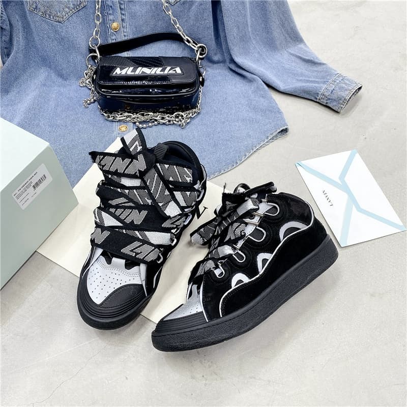 Fashion brand bread shoes Chengyi same style thick bottom lace up daddy shoes men and women couple German training shoes casual sports skateboard shoes - OrientDig Spreadsheet