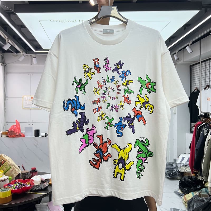 European and American creative fun letter bear vortex print men and women loose round neck casual cotton trendy short-sleeved T-shirt