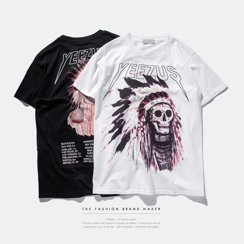 2017 纯棉骷髅酋长男女T恤 yeezus t shirt 侃爷yeezy 欧美潮牌