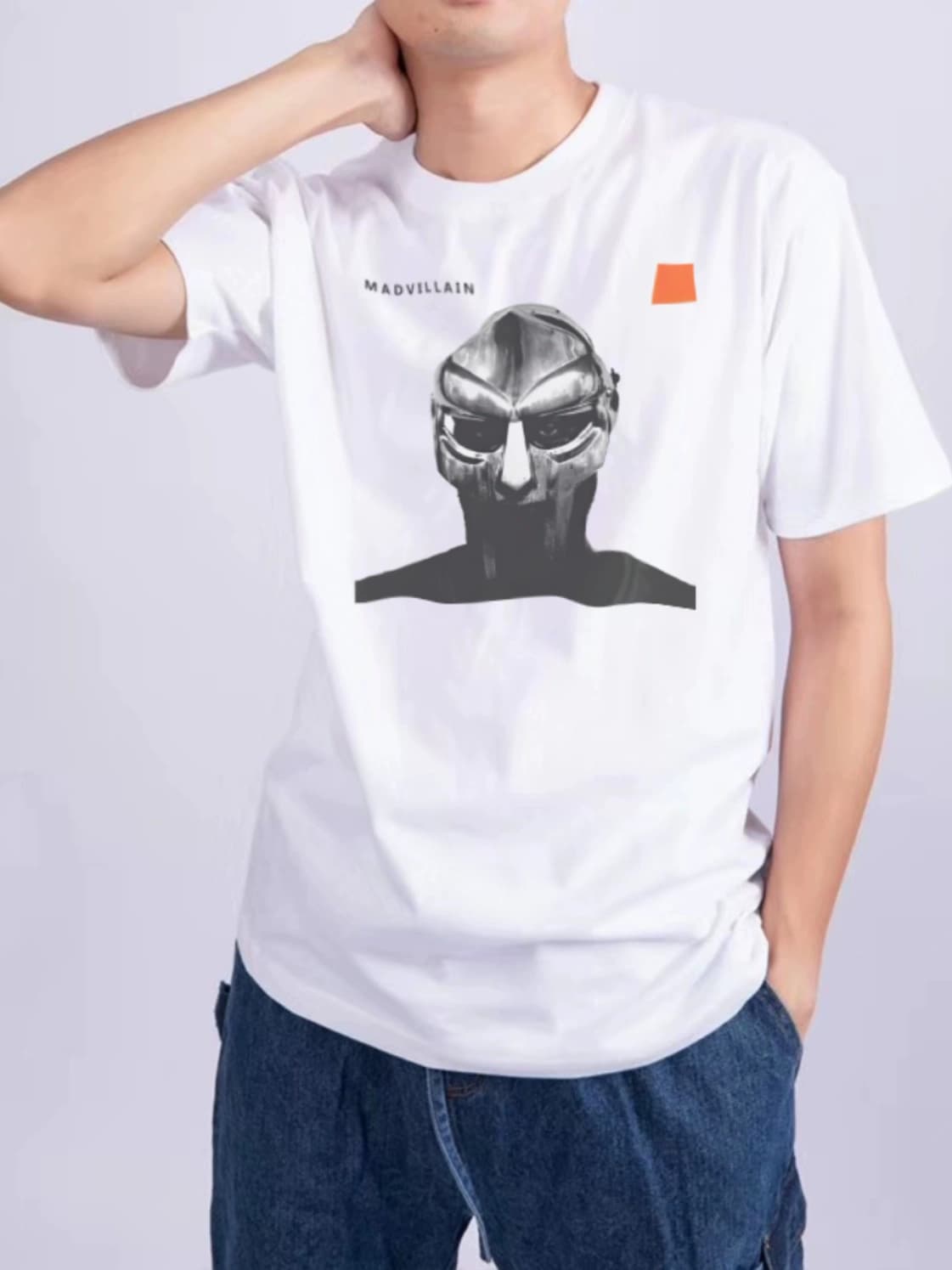 Hip Hop说唱歌手MF DOOM印花T恤纯棉嘻哈宽松男女可定制重磅