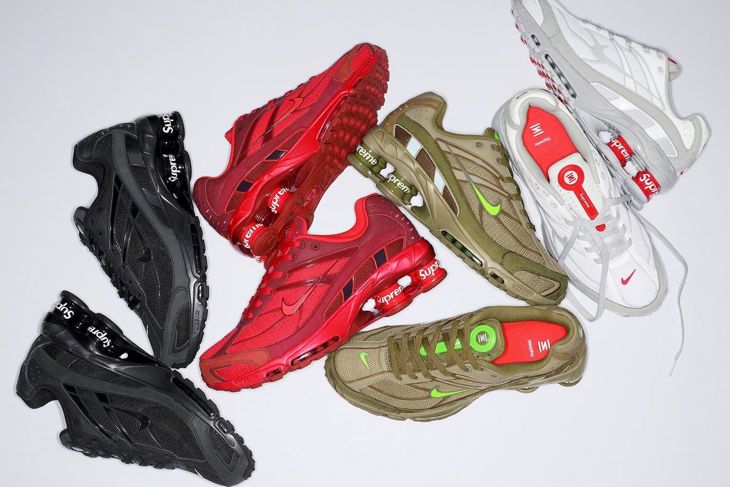 Shox Ride 2 SP Red Supre me联名白红男女潮流气柱跑鞋 黑白红绿 DN1615 - OrientDig Spreadsheet