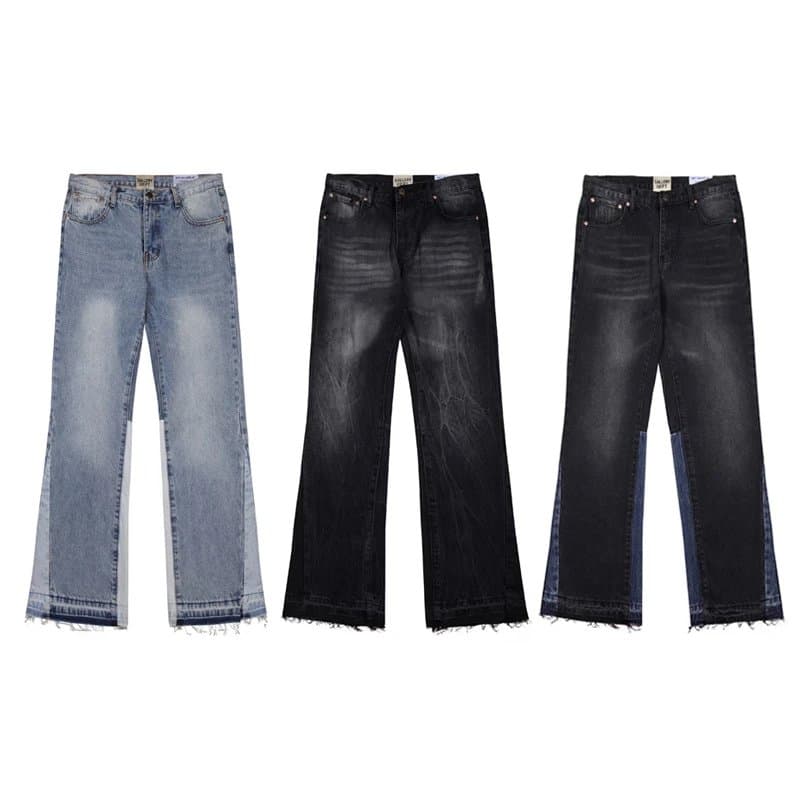 23S Galerdep colorblock flared jeans for men and women high street mopping straight trousers - OrientDig Spreadsheet