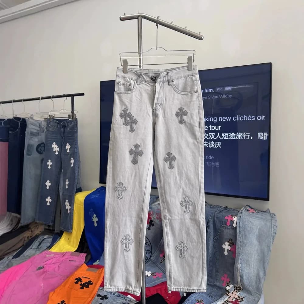 Chrome Hearts-Style Cross Patch Jeans - OrientDig Spreadsheet