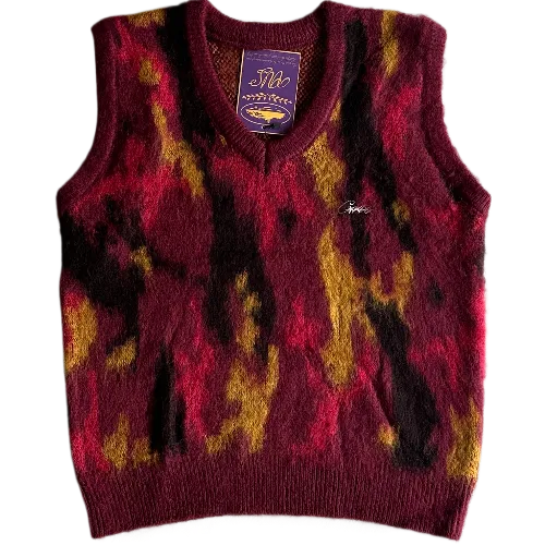 corteiz gilet Mohair Knit Red Yellow Black Camo