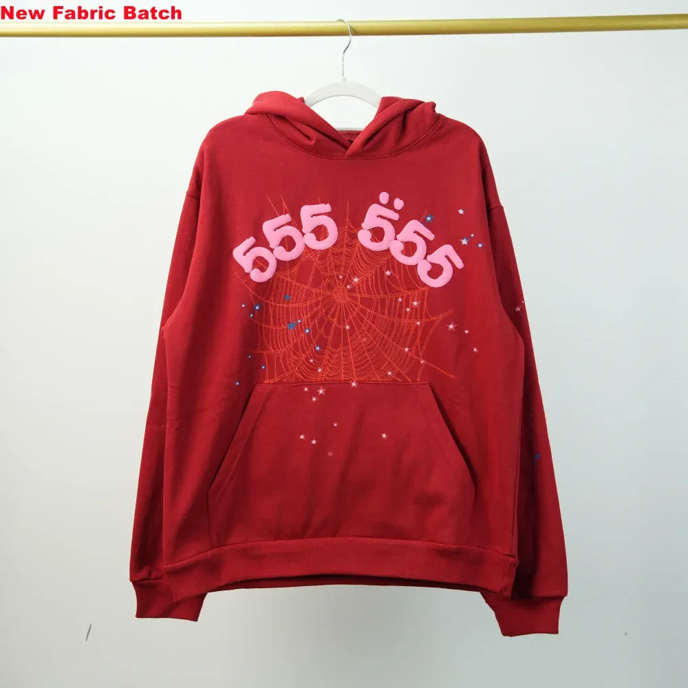 Sp5der Worldwide Red Angel Number 555 Hoodie