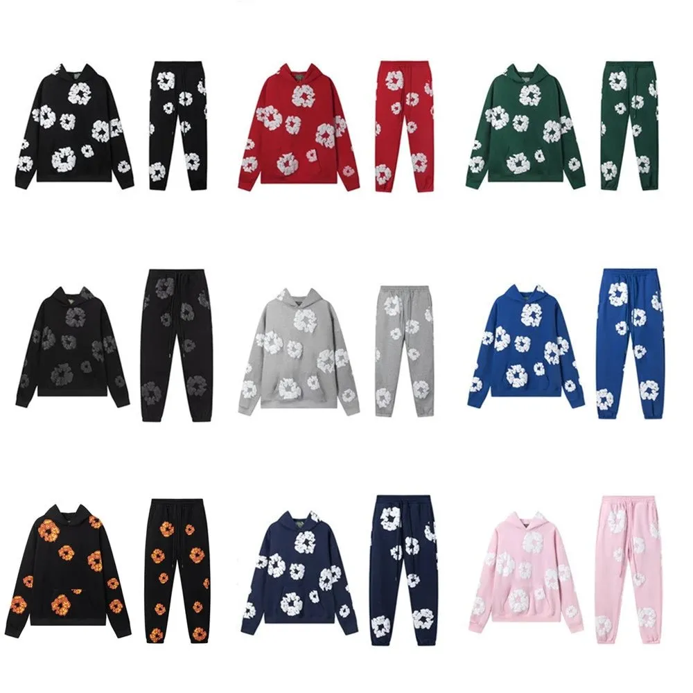 Denim Tears Cotton Blossom Fleece Lined Hooded Sweatshirt and Sweatpants High Street Sportswear Set 2