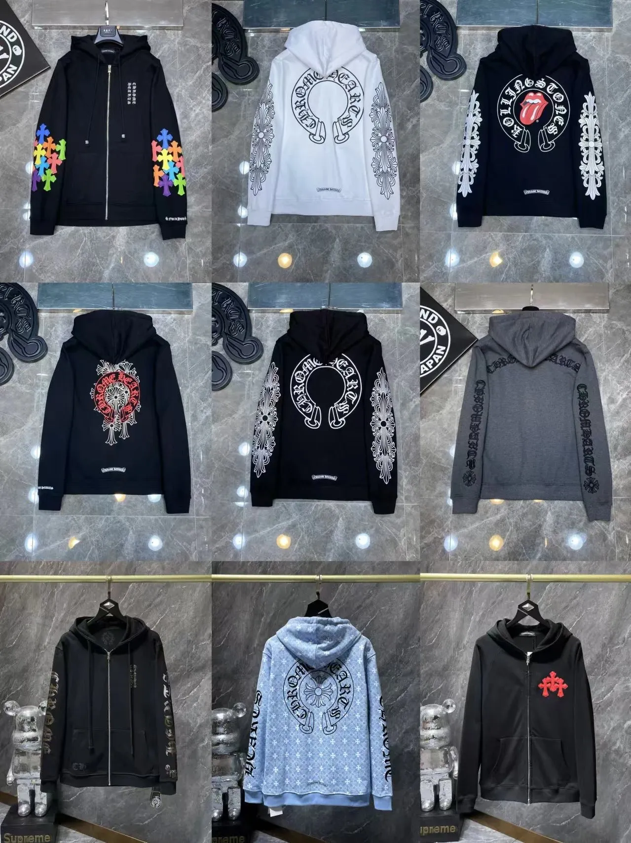 24SS Croop High Version Horseshoe Pattern Sanskrit Classic Hoodie Men s and Women s 11