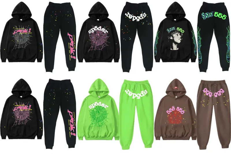 Trendy hip hop singer sp5der printed couple hoodie men s and women s hoodie sports suit 52