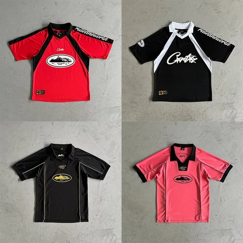 British street hip hop printed short sleeved T shirt men s summer trendy sports breathable football jersey polo shirt 8