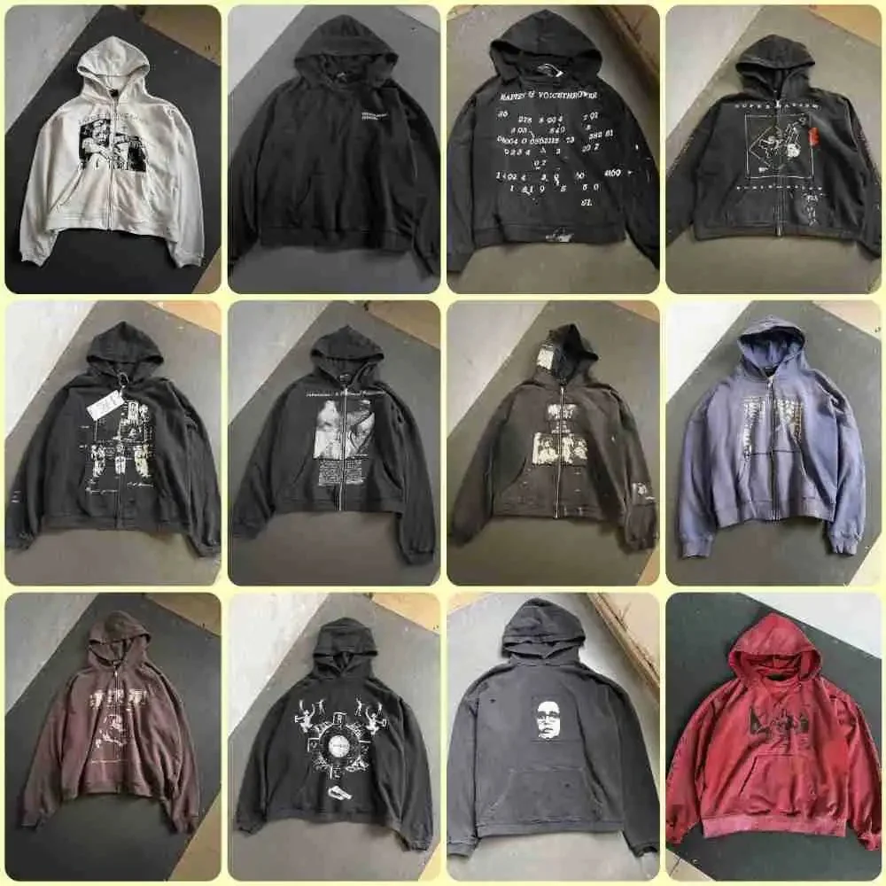ERD Distressed Graphic Zip Hoodie