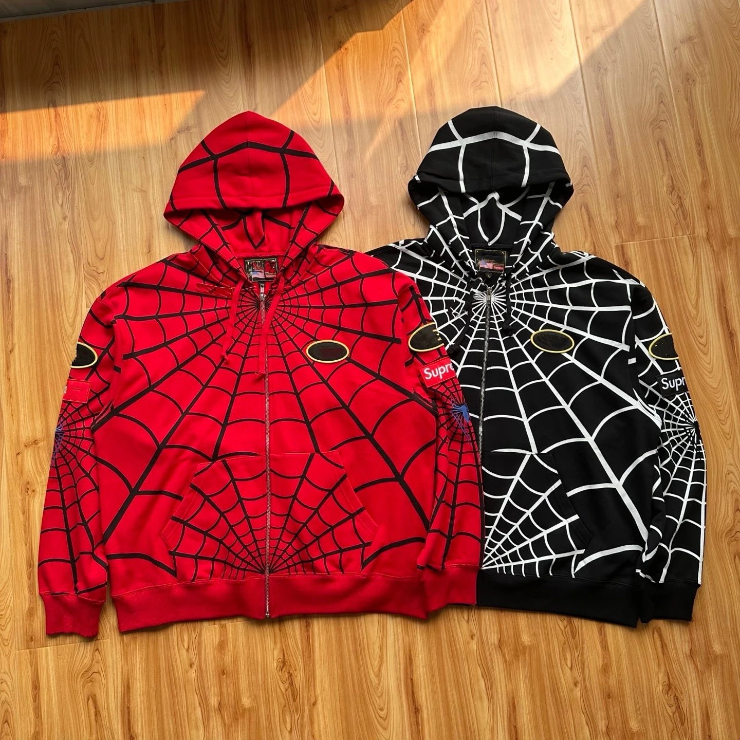 Supreme x Vanson Spider Web Zip Hoodie