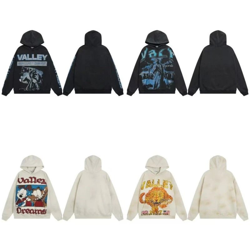 Vintage Cartoon Print Washed Hoodie