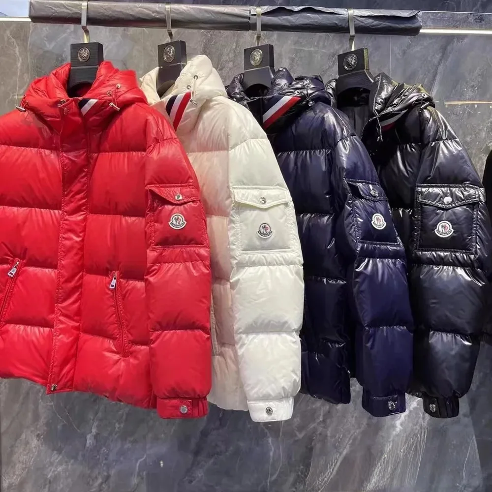 Moncler-Style Glossy Hooded Down Jacket