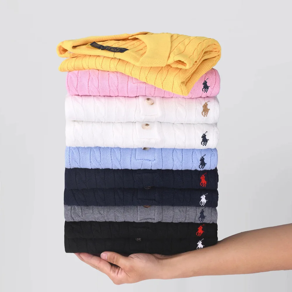 Polo-Style Cable Knit Sweater