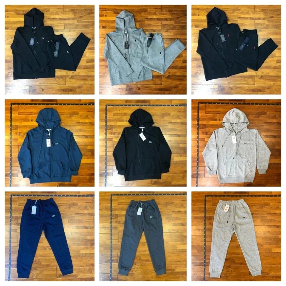 Polo-Style Fleece Hoodie & Jogger Set